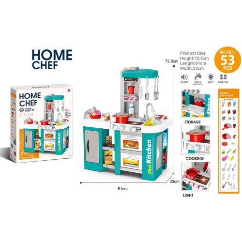 Toys-shop Choice Home Chef Kitchen Tableware Set With Light,Sound With 53 Accessories JU102138 6990225021383