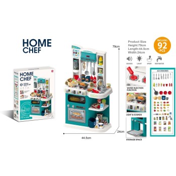Toys-shop Choice Home Chef Παιδική Κουζίνα Με Ήχους, Φώτα, Λειτουργία Βρασμού, 92 Αξεσουάρ 79X44.5X24cm JU102146 6990225021468