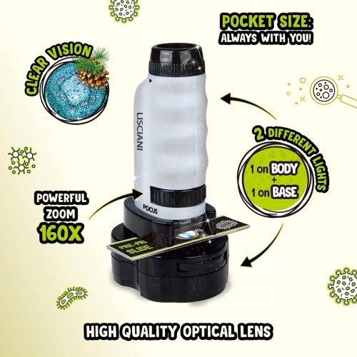 Lisciani I Am A GENIUS MICRO-MICROSCOPE Discovery Of The Micro World For Children From 7 Years Portable Microscope 105557 800832