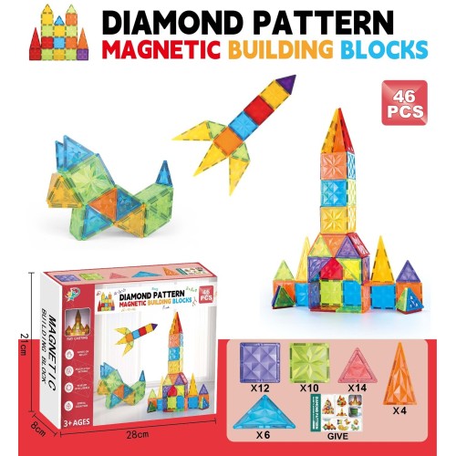Toys-shop Choice Diamond Pattern Μαγνητικά Τουβλάκια 46Pcs JK173959 6990225739592