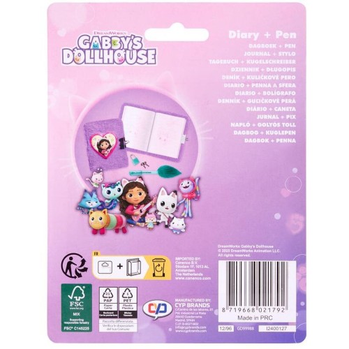 canenco Gabbys Dollhouse Gabby's Dollhouse Plush Diary With Lock And Pen GD99988 8719668021792