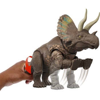 Mattel Jurassic World Rebirth Gigantic Thrashers Eotriceratops Dinosaur Figure Toy, Tail Activated Attack JGB92 / JGB93 19473530