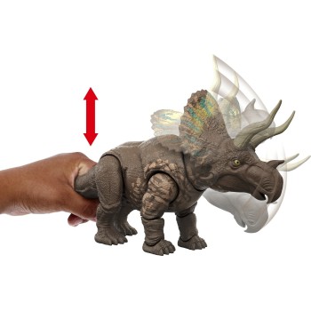 Mattel Jurassic World Rebirth Gigantic Thrashers Eotriceratops Dinosaur Figure Toy, Tail Activated Attack JGB92 / JGB93 19473530
