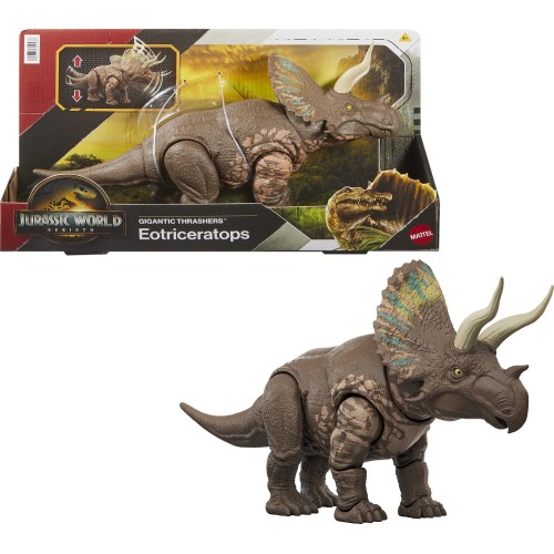 Mattel Jurassic World Rebirth Gigantic Thrashers Eotriceratops Dinosaur Figure Toy, Tail Activated Attack JGB92 / JGB93 19473530