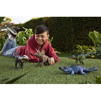 Mattel Jurassic World Rebirth Gigantic Thrashers Eotriceratops Dinosaur Figure Toy, Tail Activated Attack JGB92 / JGB93 19473530