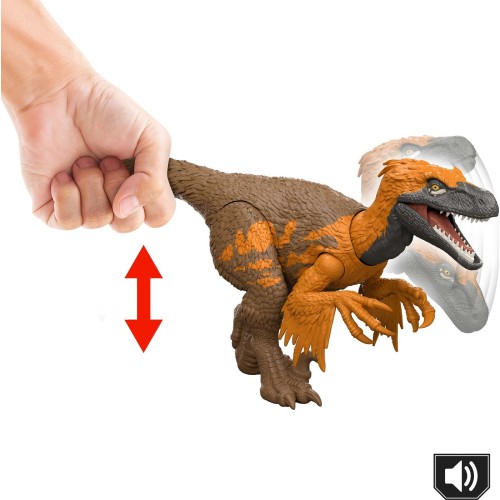 Mattel Jurassic World Rebirth Wild Roar Utahraptor Dinosaur Toy, Tail Controlled Attack Chomp & Sound JGB87 / JGC80 194735310791