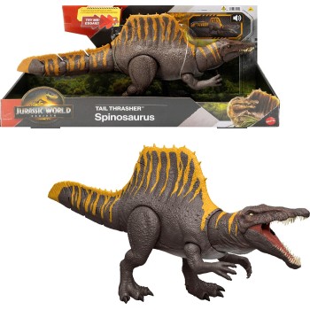 Mattel Jurassic World Rebirth Tail Thrasher Spinosaurus Action Figure, Dinosaur Toy With 2 Attack Moves JGB56 194735309498