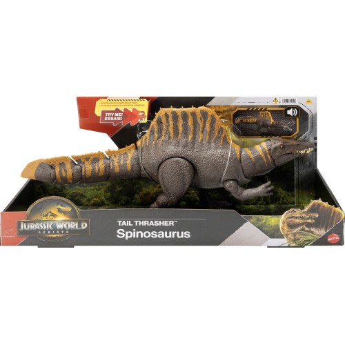Mattel Jurassic World Rebirth Tail Thrasher Spinosaurus Δεινόσαυρος Με Διπλή Λειτουργία Επίθεσης Και Ήχους Φιγούρα Παιχνιδιού JG