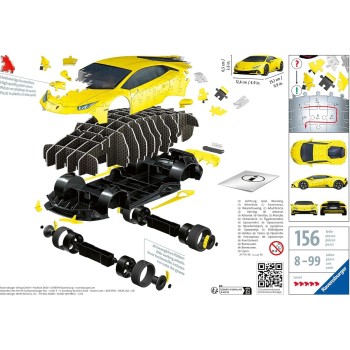 Ravensburger 3D Puzzle 108 Pcs Lamborghini Huracan - Yellow 11562 4005556115624