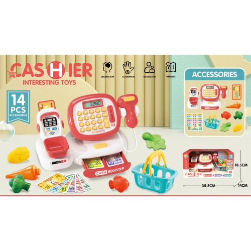 Toys-shop Choice Cash Register Set With Light,Sound(2*AA Without Battery) JU104471 6990225044719