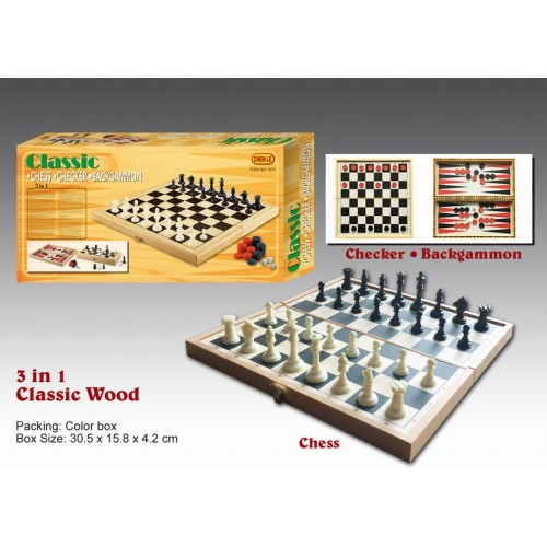 Toys-shop Choice 3 IN 1 Επιτραπέζιο Παιχνίδι Σκάκι, Τάβλι, Ντάμα JK172004 6990225720040