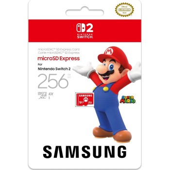 Nintendo Super Mario NSW2 Micro Sd Card Samsung 256GB - Mario Logo  8806095700670