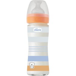 Chicco Glass Bottle Well Being Against Colic With Colic Nipple Blue 240ml for 0+ Months A50-28721-21 8058664166299