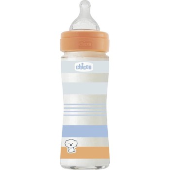 Chicco Glass Bottle Well Being Against Colic With Colic Nipple Blue 240ml for 0+ Months A50-28721-21 8058664166299