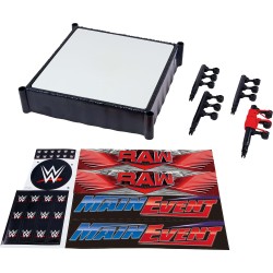 Mattel WWE Superstar Ring With Labels For Main Event & Raw, Spring-Loaded With Elastic Ring Ropes JDJ20 194735285099