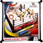 Mattel WWE Superstar Ring With Labels For Main Event & Raw, Spring-Loaded With Elastic Ring Ropes JDJ20 194735285099
