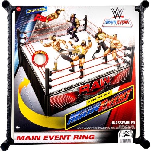 Mattel WWE Superstar Ring With Labels For Main Event & Raw, Spring-Loaded With Elastic Ring Ropes Σετ Για Παιχνίδι Με Κούκλες JD