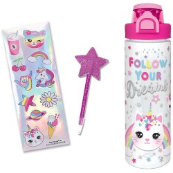 Hot Focus Cat Pop-Open Water Bottle Writing Fun 700Ml HF412CAT 842817018805