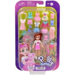 Mattel Polly Pocket Medium Fashion Pack, Travel Toy With Doll and Clothing Accessories, Strawberry Garden Theme HKV88 / JCB22 19