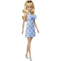 Mattel Barbie Fashionistas Doll 237 In Blue Bow Halter Dress, Blonde Ponytail With Bow Accessory FBR37 / HYT93 194735255634