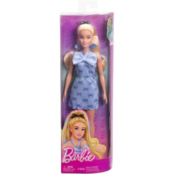 Mattel Barbie Fashionistas Doll 237 In Blue Bow Halter Dress, Blonde Ponytail With Bow Κούκλα FBR37 / HYT93 194735255634