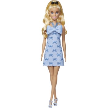 Mattel Barbie Fashionistas Doll 237 In Blue Bow Halter Dress, Blonde Ponytail With Bow Accessory FBR37 / HYT93 194735255634