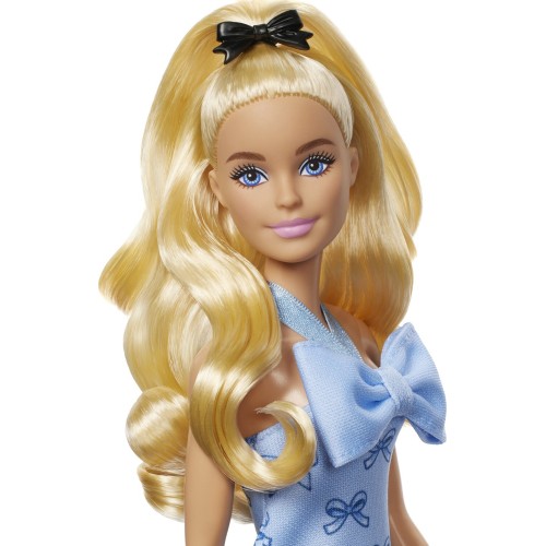 Mattel Barbie Fashionistas Doll 237 In Blue Bow Halter Dress, Blonde Ponytail With Bow Accessory FBR37 / HYT93 194735255634