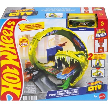 Mattel Hot Wheels City Snake Spiral Attack Playset With 1:64 Scale Die-Cast Toy Car & Speed Snap Track HDR29 / JBM63 19473526406