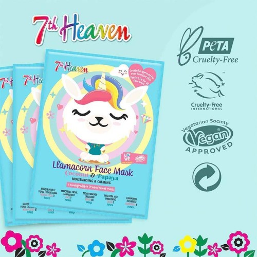7th Heaven Lamacorn Face Mask Coconut & Papaya 25Gr – Cloth Beauty Mask With Pattern Ages 8+ Vegan 6498 083800064984