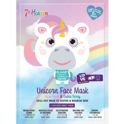 7th Heaven Unicorn Face Mask Yuzu & Dubia Berry 25Gr - Beauty Mask Cloth With Pattern Ages 8+ Vegan 5217 083800052714