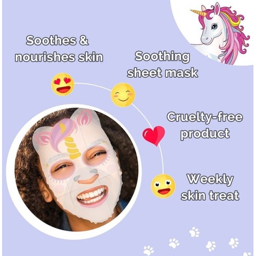 7th Heaven Unicorn Face Mask Yuzu & Dubia Berry 25Gr - Μασκά Ομορφίας Πανί Με Σχέδιο Ηλικίες 8+ Vegan 5217 083800052714