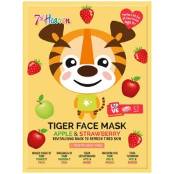 7th Heaven Tiger Face Mask Apple & Strawberry 25Gr – Cloth Beauty Mask With Pattern Ages 8+ Vegan 4788 083800047888