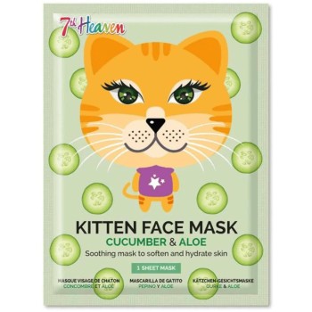 7th Heaven Kitten Face Mask Cucumber & Aloe 25Gr – Μασκά Ομορφίας Πανί Με Σχέδιο Ηλικίες 8+ Vegan 118.310 083800047857
