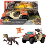 Mattel Jurassic World Rebirth Vehicle With 1 Human & 1 Dinosaur Figure, Launch ‘N Battle Truck, Martin Krebs Figure & Raptor JGB