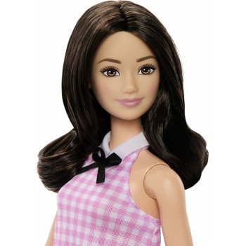 Mattel Barbie Fashionistas Doll, Black Hair & Pink Gingham Dress FBR37 / HRH21 194735176649