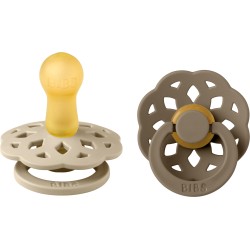 Bibs Boheme 2Pcs Latex Round Pacifiers No 2 Vanilla/Dark Oak 12.240106 | Toys-shop.gr