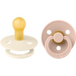 BIBS Pacifier Set Round 2Pcs. COLOUR – IVORY/BLUSH No1 12.110256 | Toys-shop.gr