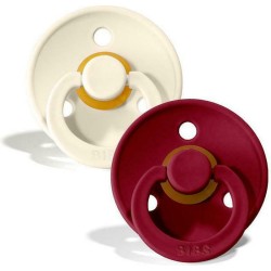 BIBS Pacifiers 2Pcs Rubber 0-6M Ivory/Ruby 12.110264 | Toys-shop.gr