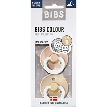 Bibs Rubber Pacifiers For 0-6 Months Colour Night Dark Blush / Vanilla 2Pcs 12.2121425 | Toys-shop.gr