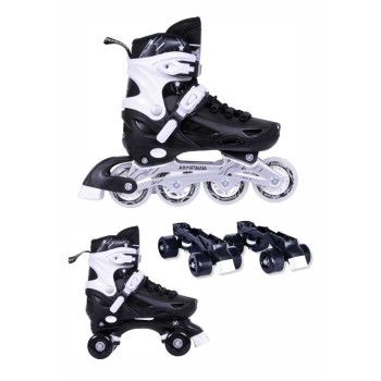 ΑΘΛΟΠΑΙΔΙΑ 10306 Warning Skates/roller Skates 2 in 1 - Black Color Black, Size 35-38 002.10306/INLR/M/35 9985777013327