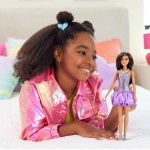 Mattel Barbie Fashionistas Doll 234 In Sequined Purple Dress And Silvery Accessories, Brown Hair FBR37 / HYT92 194735255573