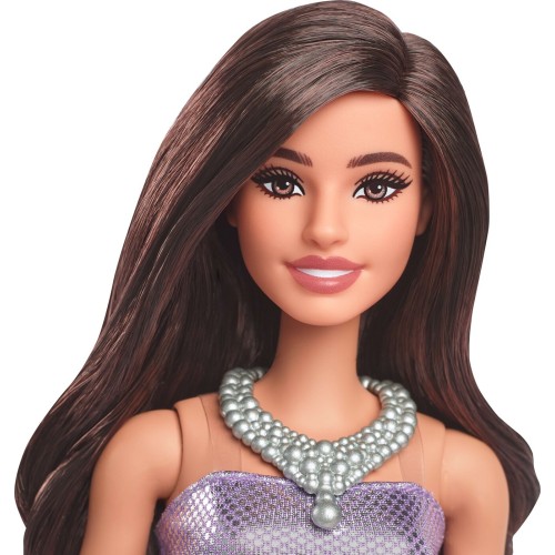 Mattel Barbie Fashionistas Doll 234 In Sequined Purple Dress And Silvery Accessories, Brown Hair FBR37 / HYT92 194735255573