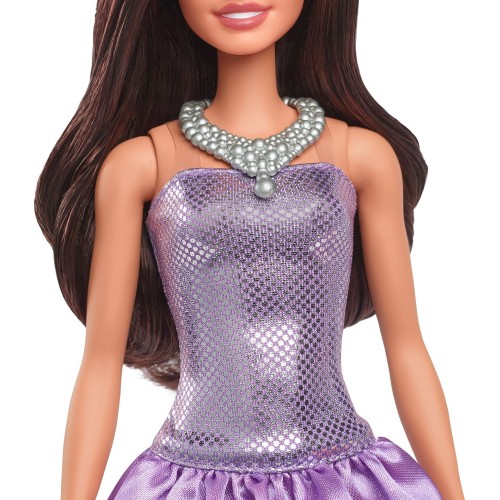 Mattel Barbie Fashionistas Doll 234 In Sequined Purple Dress And Silvery Accessories, Brown Hair FBR37 / HYT92 194735255573