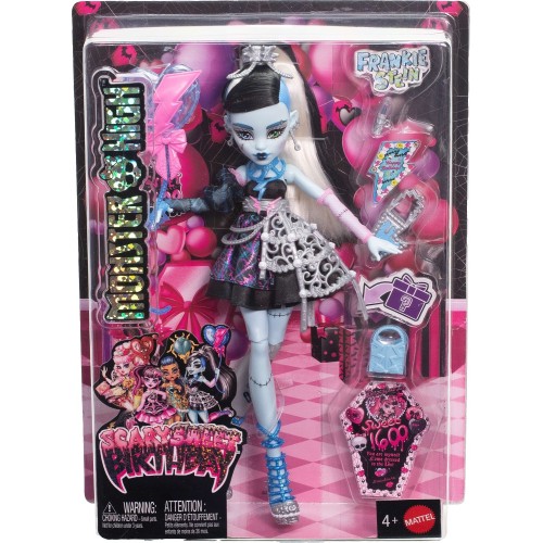 Mattel Monster High Scary Sweet Birthday Frankie Stein Doll in Party Dress With Balloon & Gift JBG75