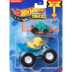Mattel Hot Wheels Monster Truck & Car, 1:64 Scale Die-Cast Truck & Car (2 Vehicles) Duck And Roll GRH81 / JCG36 194735270231