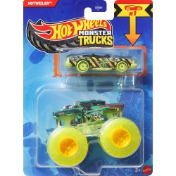 Mattel Hot Wheels Monster Truck & Car, 1:64 Scale Die-Cast Truck & Car (2 Vehicles) Hotweiler GRH81 / JCG33 194735270248