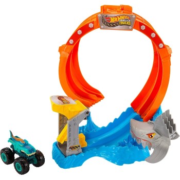 Mattel Hot Wheels Monster Trucks - Πίστα Λουπ Με Καρχαρια Monster Trucks Όχημα Παιχνίδι JFR08 194735303731