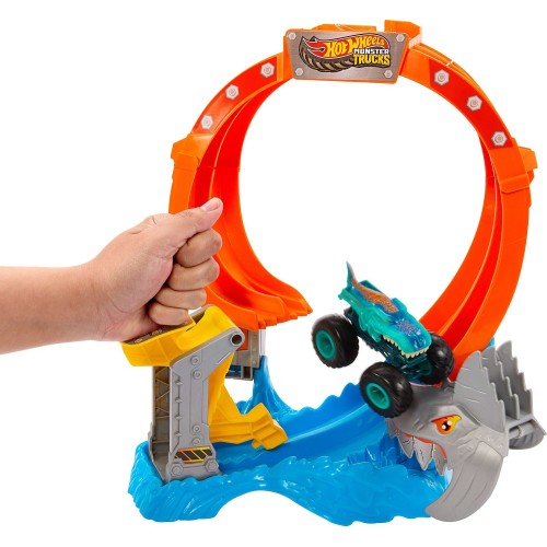 Mattel Hot Wheels Monster Trucks - Πίστα Λουπ Με Καρχαρια Monster Trucks Όχημα Παιχνίδι JFR08 194735303731