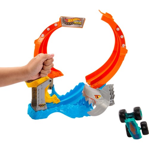 Mattel Hot Wheels Monster Trucks - Πίστα Λουπ Με Καρχαρια Monster Trucks Όχημα Παιχνίδι JFR08 194735303731