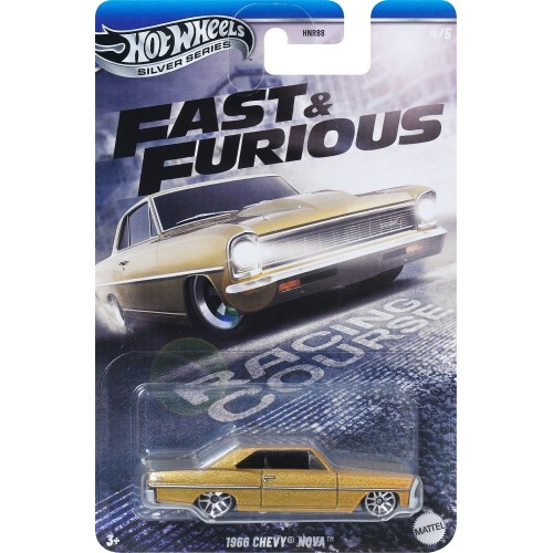 Mattel Hot Wheels Fast And Furious 66 Silver Series Fast & Furious Racing Course 1966 Chevy Nova Gold HNR88 / JBY42 194735266777